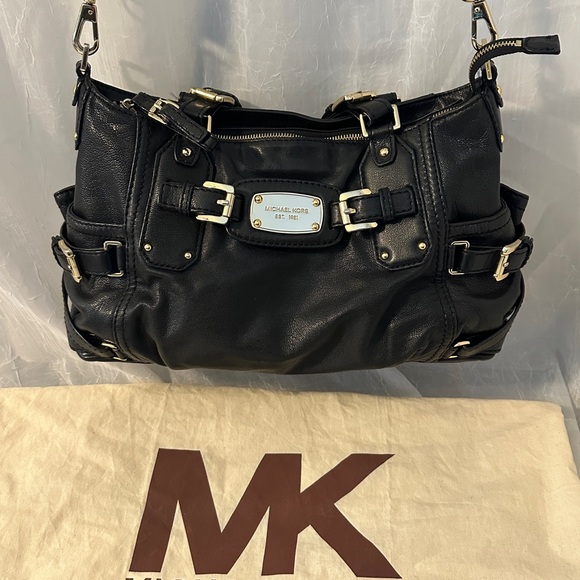 Michael Kors Black Leather Satchel Crossbody Bag - Picture 3 of 8